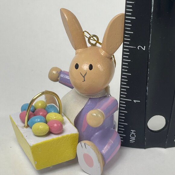 Wooden Bunny Ornament With Basket Of Easter Eggs - Picture 6 of 8